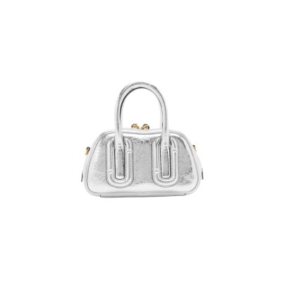 THE BABE MINI TOP HANDLE IN METALLIC LEATHER